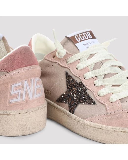 Golden Goose Deluxe Brand Pink Ball Star Glitter-Patch Sneakers