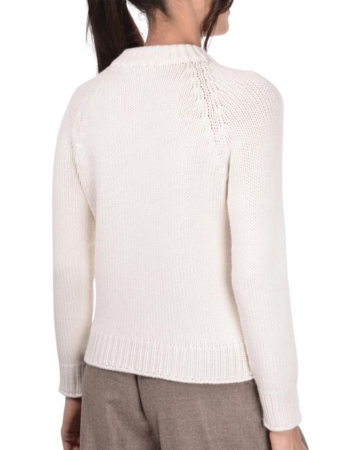 Gran Sasso White Wool Crew Neck Sweater