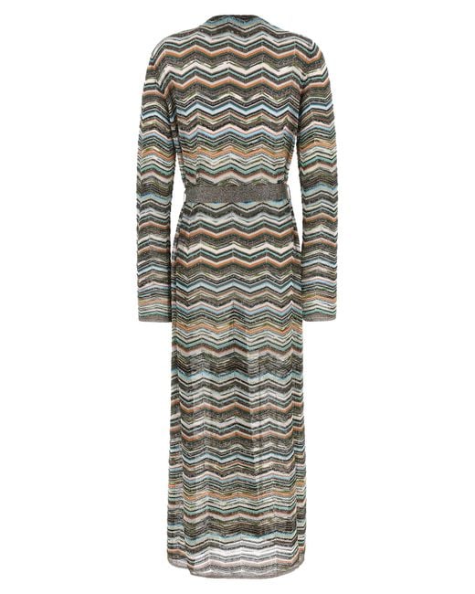 Missoni Gray Chevron Lamé Cardigan