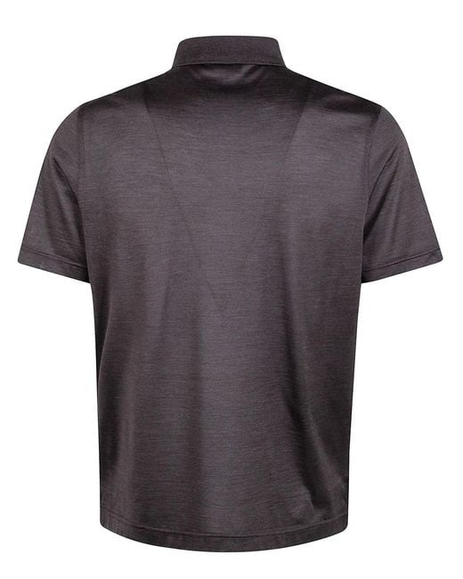 Barba Napoli Black Silk Polo Shirt for men