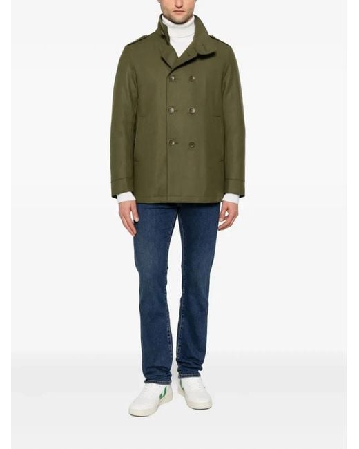 Herno Green Short Peacoat for men