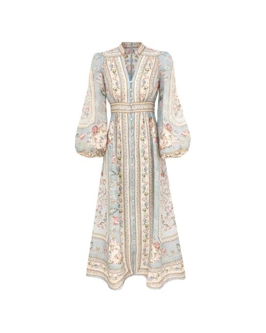 Zimmermann White Roselight Plunge Midi Dress