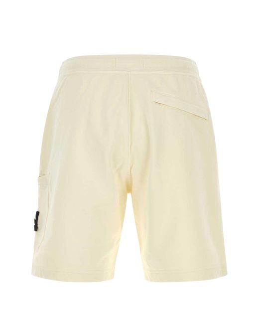 Stone Island Natural Stonewashed Cotton Bermuda Shorts for men