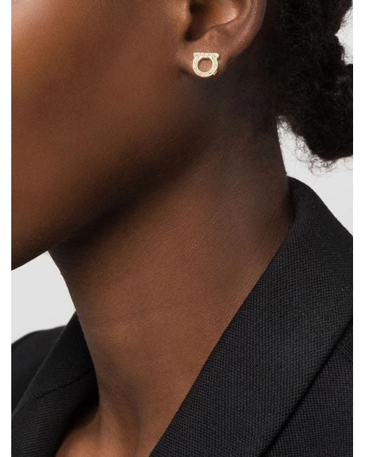 Ferragamo Metallic Gancini Crystal Earrings