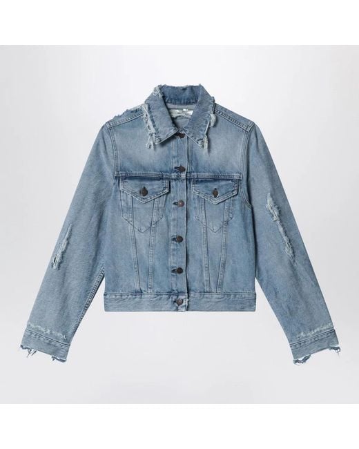 Acne Blue Distressed Denim Jacket