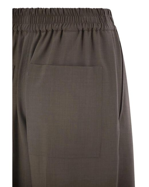 Brunello Cucinelli Gray Tropical Luxury Wool Loose Trousers