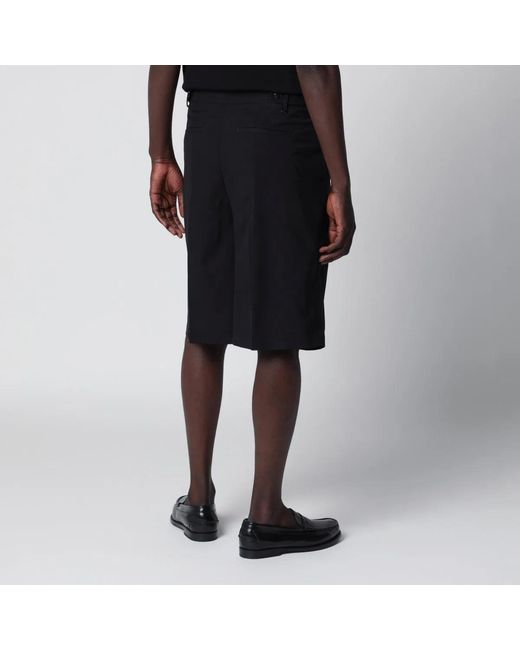 PT01 Black Cotton Bermuda Shorts for men