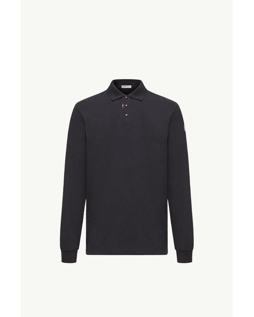Moncler Blue Long Sleeve Polo Shirt for men