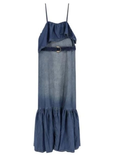 Pinko Blue Medium Dark Denim Lyocell Dress