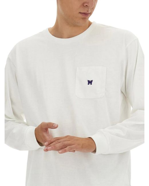 Needles White T Shirt With Logo for men