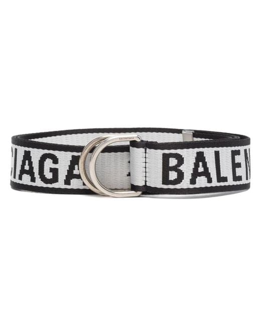 Balenciaga Gray Jacquard Logo D Ring Belt for men