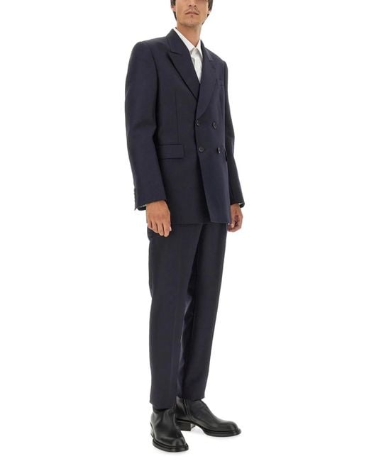 McQueen Blue Double-Breasted Jacket for men