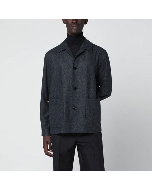 ZEGNA Wool Overshirt in Black for Men Lyst