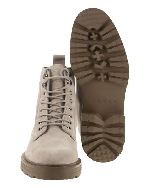Hogan Brown H673 Suede Boots for men