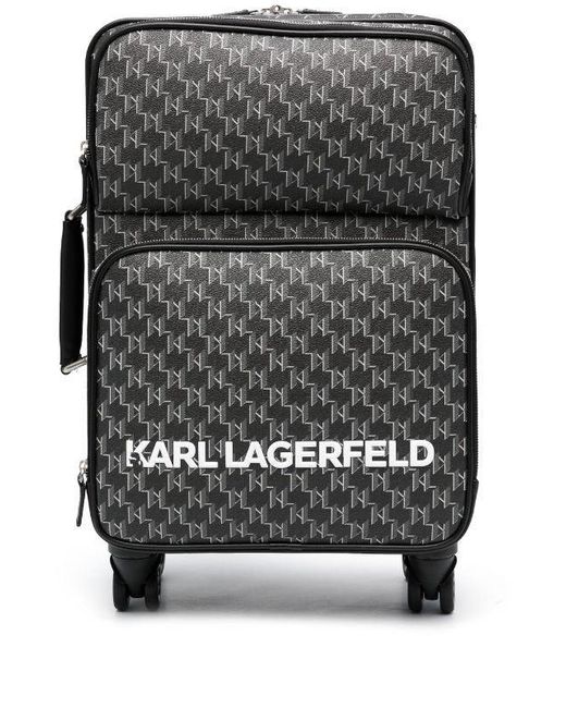 Karl Lagerfeld Gray All-Over Logo-Print Trolley