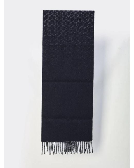 Gucci Blue Gg Wool Cashmere Scarf for men