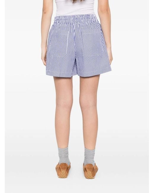 P.A.R.O.S.H. Blue Striped Cotton Shorts