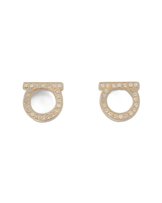 Ferragamo Metallic Gancini Crystal Earrings