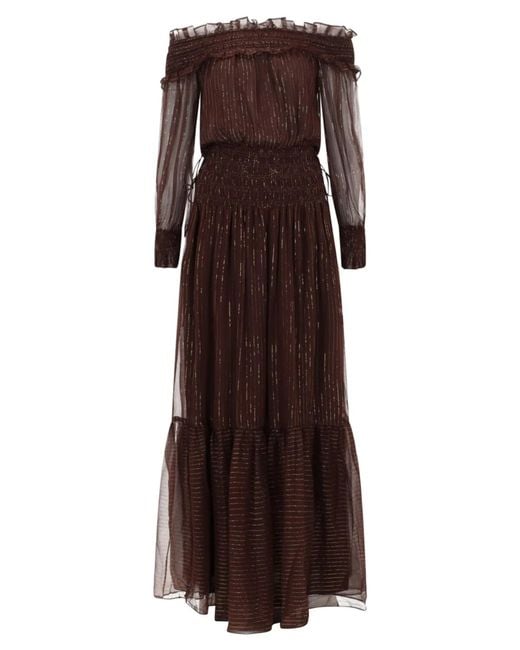 Self-Portrait Brown Dress With Ruffles And Flounces