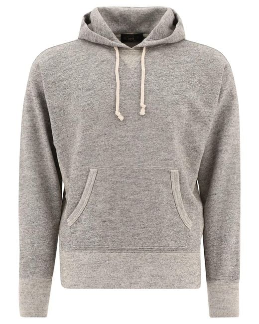 RRL Gray "Popover" Hoodie for men