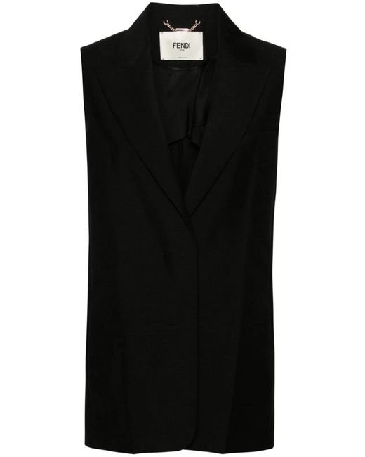 Fendi Black Wool Single-Breasted Vest