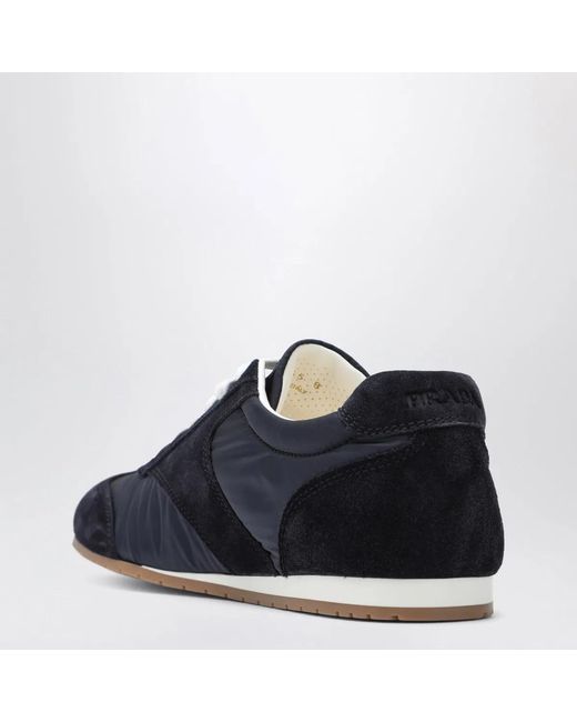 Prada Blue Fabric And Suede Sneakers for men