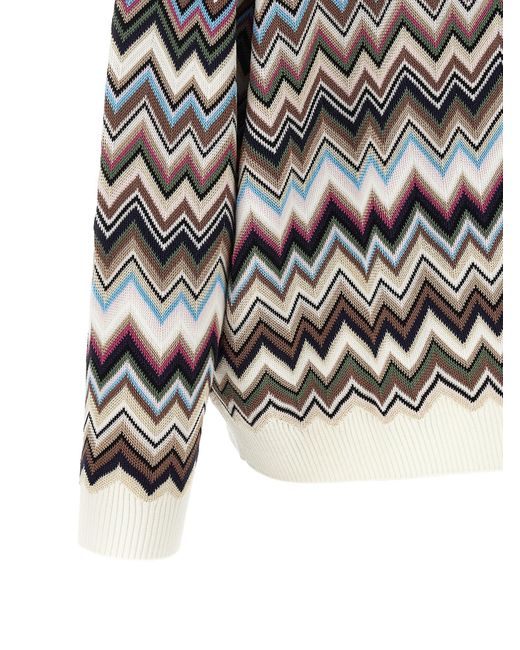 Missoni Gray Zigzag Polo Shirt