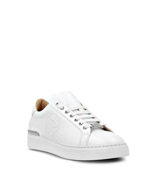 Philipp Plein White Hexagon Logo Low-Top Sneakers for men