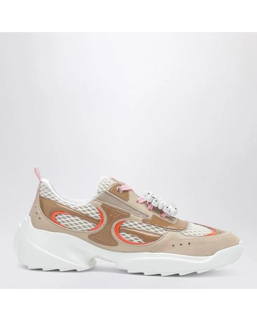 Roger Vivier Pink Viv' On The Run/ Leather And Fabric Sneaker