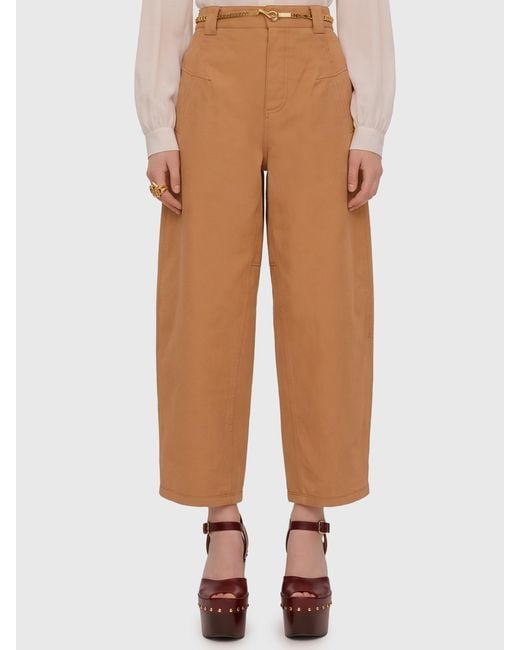 Chloé Natural Cotton Barrel Trousers