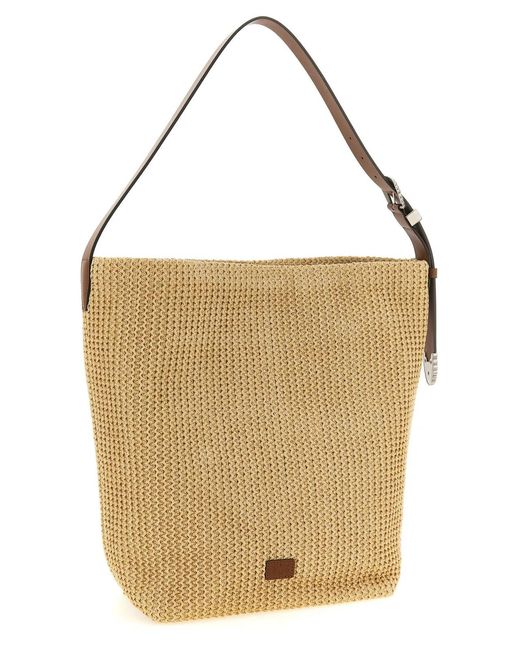Pinko White Raffia Bucket