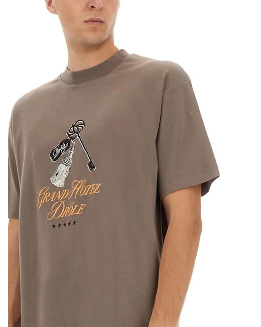 Drole de Monsieur Gray Grand Hotel Print Tshirt for men
