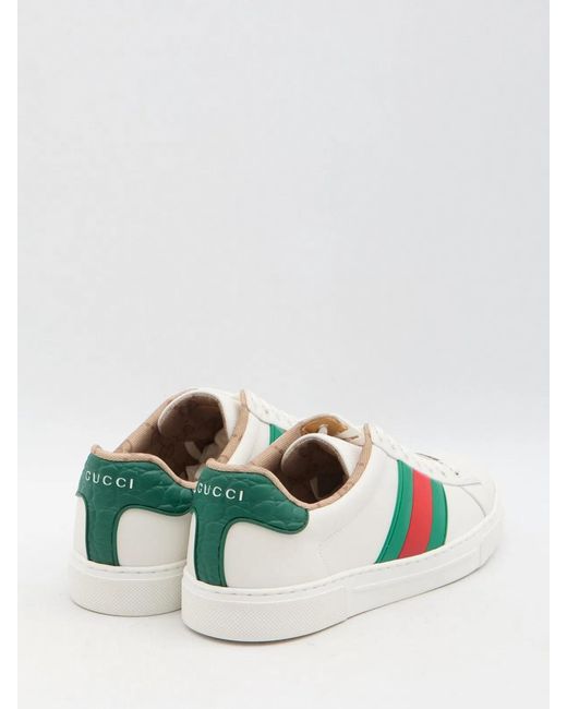Gucci White Ace Leather Low-Top Sneakers for men