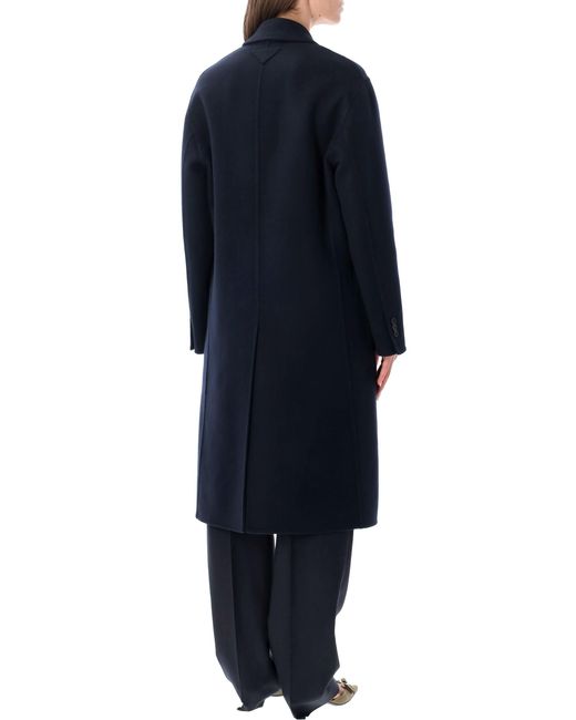 Prada Blue Double-Breasted Wool Cashmere Coat