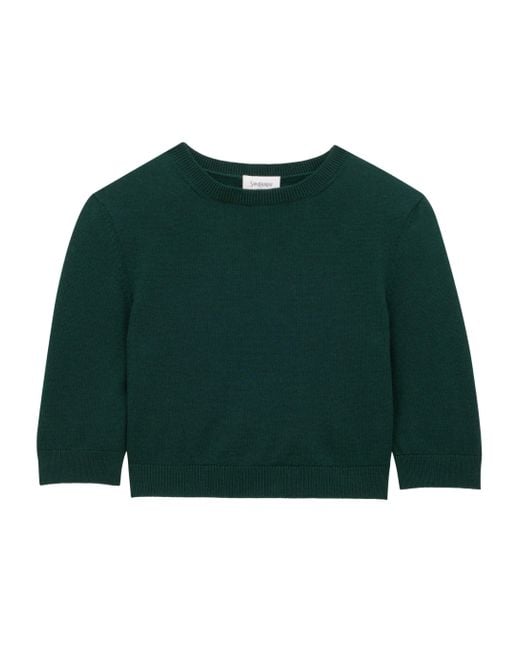 Saint Laurent Green Wool Crop Top