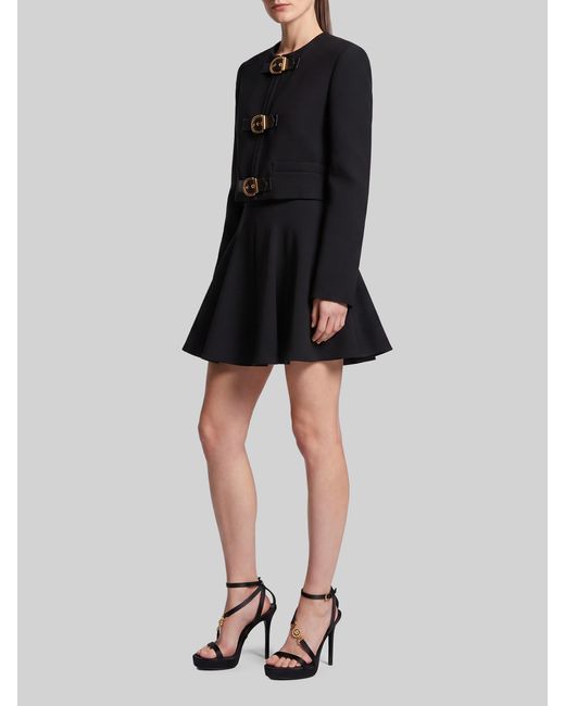 Versace Black Crop Natté Wool Jacket