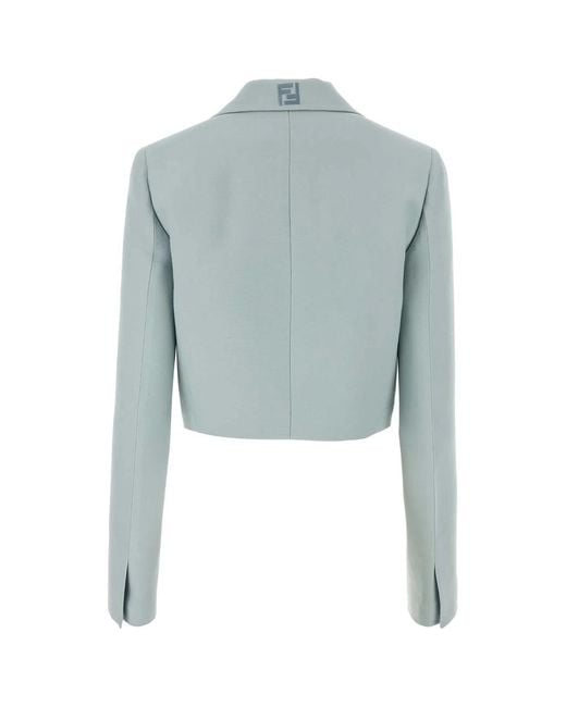 Fendi Blue Powder Wool Blend Blazer