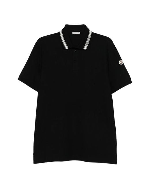 Moncler Black Logo Collar Cotton T-Shirt for men