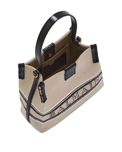 Balmain Natural Release Canvas And Leather Bucket Bag