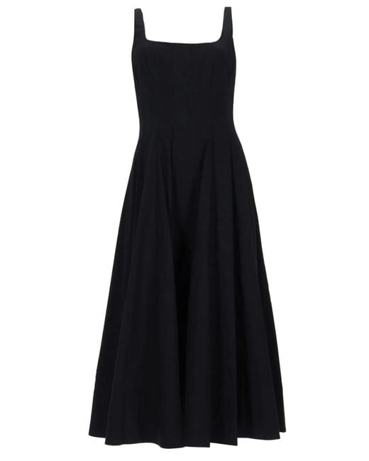 Staud Black Sleeveless Fit-And-Flare Midi Dress