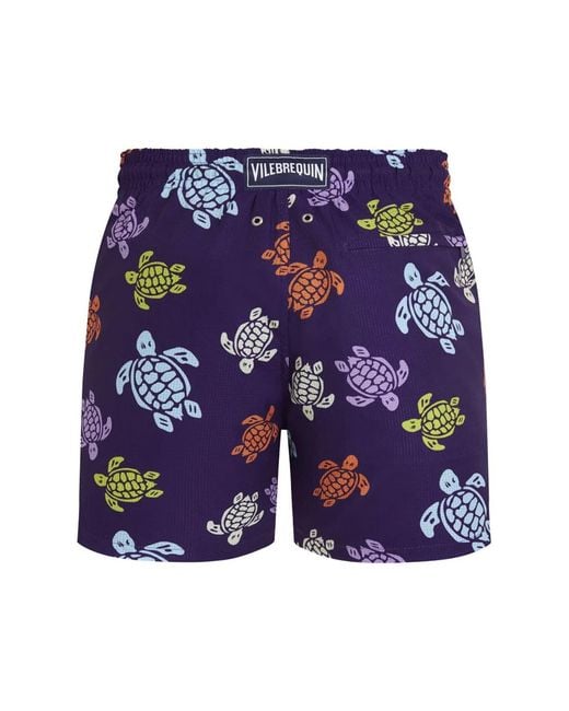 Vilebrequin Blue Swim Shorts With Multicolour Turtle Print for men