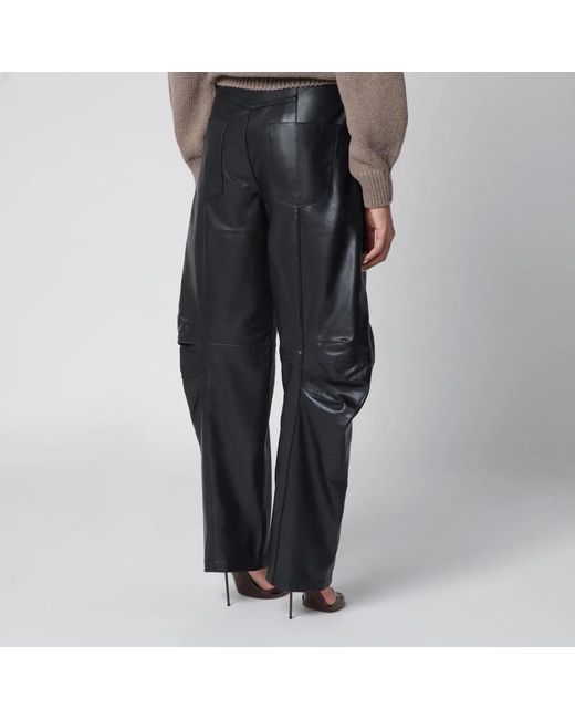 ROTATE BIRGER CHRISTENSEN Black Lamb Leather Cargo Trousers