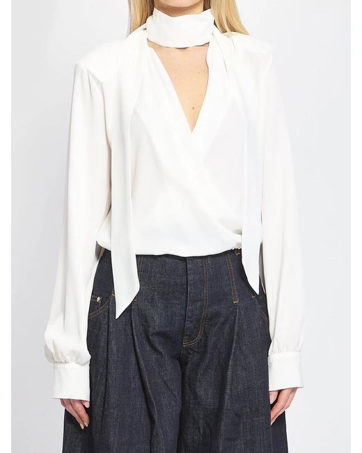 FEDERICA TOSI White Blusa Incrociata Con Sciarpina