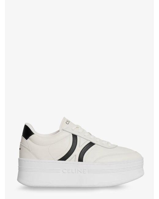 Céline Natural Leather Block Sneakers With Triomphe Logo On The Back