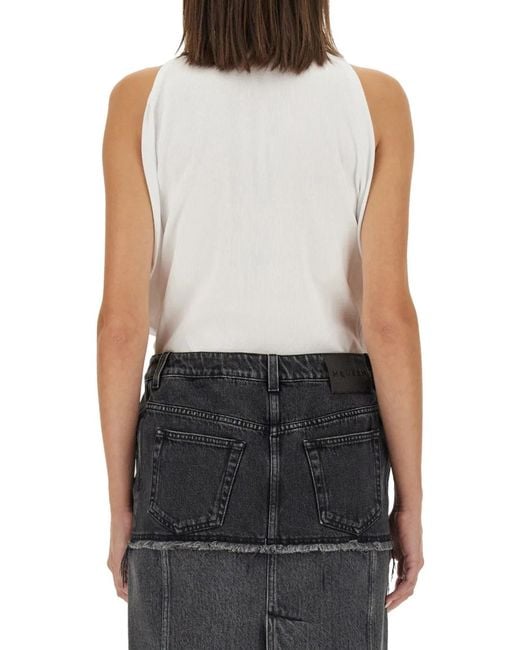 McQueen White Ribbed Tank Top