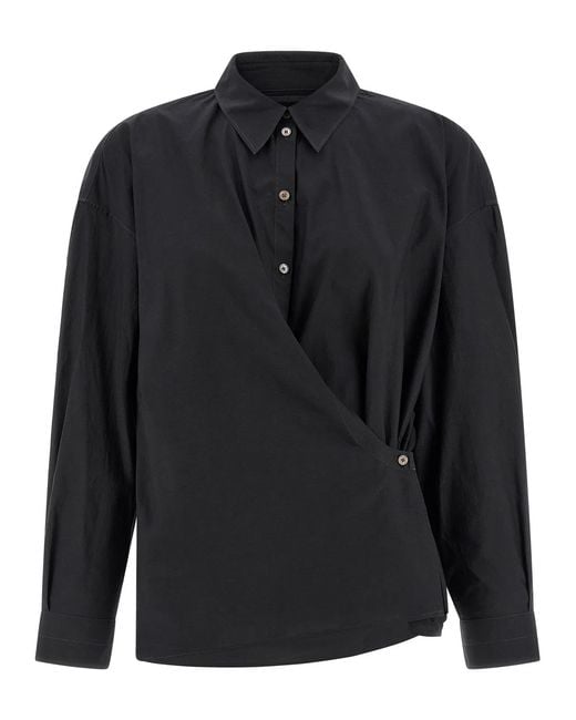 Lemaire Black 'Straight Collar Twisted' Shirt