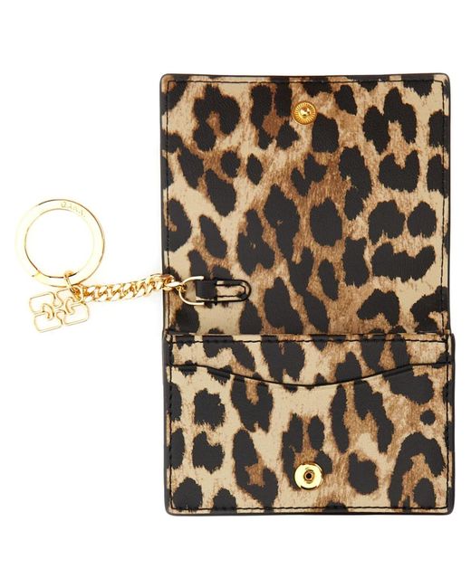 Ganni Metallic Bou Card Holder With Animal Motif