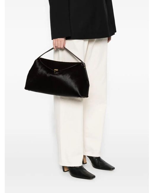 Totême  Black "T-Lock Pony Hair" Top Handle Bag