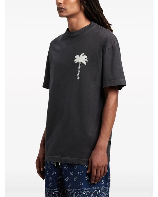 Palm Angels Black Cotton Crew-Neck T-Shirt for men