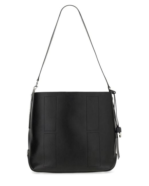 Hogan Black Hocket Medium Leather Hobo Bag